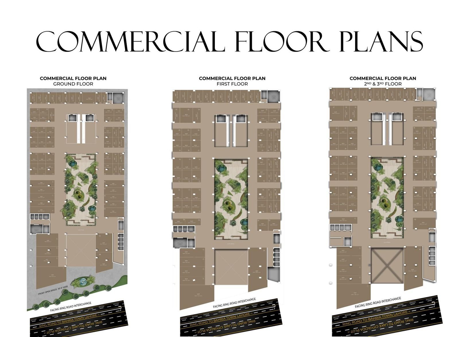 ABS Central commercial floor plans — ground, first, second and third floors