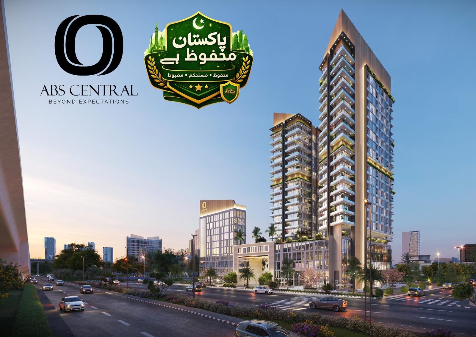 ABS Central — Ground + 23 Storey landmark tower facing the Ring Road Interchange, Bahria Town Lahore